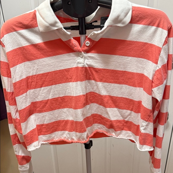wild fable Tops - Wild Fable Coral and White Striped Crop Top